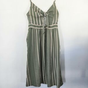 Lush Green and Cream Striped Midi Dress